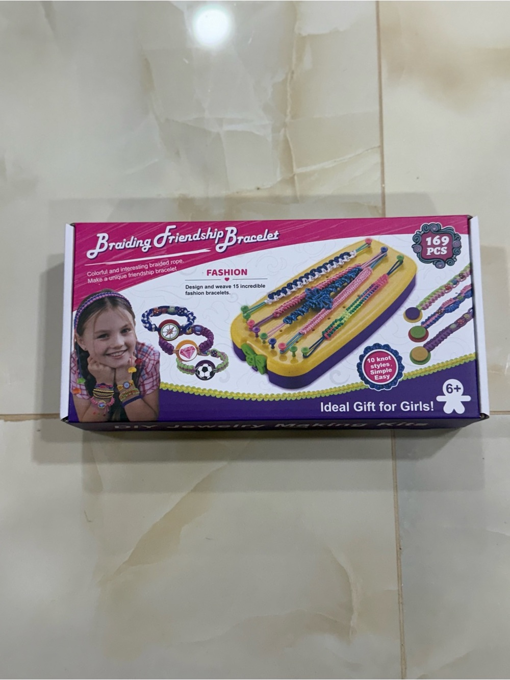 Braiding Friendship Bracelet Kit for Kids - Pink & Yellow